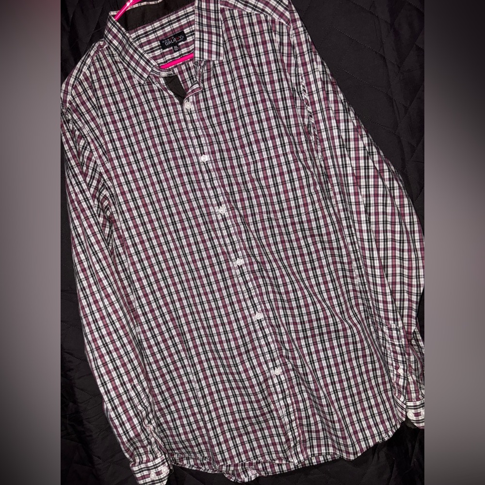 Galaxy By Harvic Black and White Gingham Casual Button Down Shirt Tote #6